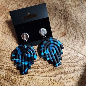 2 styles blue camo polymer clay earrings